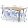 Buy Hairpin 150x90 Dining Table + X6 Bistrot Metalix Chair Grey blue 59922 - in the EU
