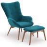 Buy Velvet upholstered armchair with footrest - Wub Green 60097 - in the EU