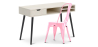 Buy Desk Table Wooden Design Scandinavian Style Viggo + Bistrot Metalix Chair New edition Pink 60065 with a guarantee