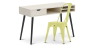 Buy Desk Table Wooden Design Scandinavian Style Viggo + Bistrot Metalix Chair New edition Pastel yellow 60065 home delivery
