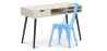 Buy Desk Table Wooden Design Scandinavian Style Viggo + Bistrot Metalix Chair New edition Pastel blue 60065 - in the EU