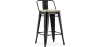 Buy Bar stool with small backrest  Bistrot Metalix industrial Metal and Light Wood - 60 cm - New Edition Black 60125 in the Europe