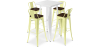 Buy White Bar Table + X4 Bar Stools Set Bistrot Metalix Industrial Design Metal and Dark Wood - New Edition Pastel yellow 60130 - prices