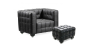 Buy Lukus Armchair with Matching Ottoman - Premium Leather Black 13187 - in the EU