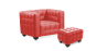 Buy Lukus Armchair with Matching Ottoman - Premium Leather Red 13187 in the Europe
