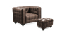 Buy Lukus Armchair with Matching Ottoman - Premium Leather Chocolate 13187 home delivery