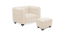 Buy Lukus Armchair with Matching Ottoman - Premium Leather Ivory 13187 with a guarantee