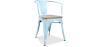 Buy Dining Chair with armrest Bistrot Metalix industrial Metal and Light Wood - New Edition Light blue 60143 home delivery