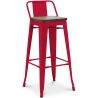 Buy Bar stool with small backrest  Bistrot Metalix industrial Metal and Dark Wood - 76 cm - New Edition Red 60150 - prices