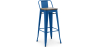 Buy Bar stool with small backrest  Bistrot Metalix industrial Metal and Dark Wood - 76 cm - New Edition Dark blue 60150 home delivery