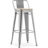 Buy Bar stool with small backrest Bistrot Metalix industrial Metal and Light Wood - 76 cm - New Edition Steel 60152 home delivery