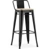 Buy Bar stool with small backrest Bistrot Metalix industrial Metal and Light Wood - 76 cm - New Edition Black 60152 with a guarantee