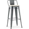 Buy Bar stool with small backrest Bistrot Metalix industrial Metal and Light Wood - 76 cm - New Edition Industriel 60152 - in the EU