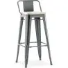 Buy Bar Stool with Backrest - Industrial Design - Wood & Steel - 76cm - New Edition - Metalix Industriel 60152 - in the EU