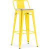 Buy Bar stool with small backrest Bistrot Metalix industrial Metal and Light Wood - 76 cm - New Edition Yellow 60152 - prices