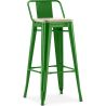 Buy Bar stool with small backrest Bistrot Metalix industrial Metal and Light Wood - 76 cm - New Edition Green 60152 at MyFaktory