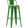 Buy Bar Stool with Backrest - Industrial Design - Wood & Steel - 76cm - New Edition - Metalix Green 60152 at MyFaktory
