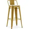 Buy Bar Stool with Backrest - Industrial Design - Wood & Steel - 76cm - New Edition - Metalix Gold 60152 in the Europe