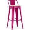 Buy Bar stool with small backrest Bistrot Metalix industrial Metal and Light Wood - 76 cm - New Edition Fuchsia 60152 in the Europe
