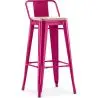 Buy Bar Stool with Backrest - Industrial Design - Wood & Steel - 76cm - New Edition - Metalix Fuchsia 60152 in the Europe