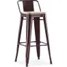 Buy Bar Stool with Backrest - Industrial Design - Wood & Steel - 76cm - New Edition - Metalix Bronze 60152 in the Europe