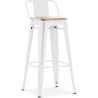 Buy Bar stool with small backrest Bistrot Metalix industrial Metal and Light Wood - 76 cm - New Edition White 60152 home delivery