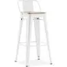 Buy Bar Stool with Backrest - Industrial Design - Wood & Steel - 76cm - New Edition - Metalix White 60152 home delivery
