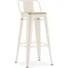 Buy Bar Stool with Backrest - Industrial Design - Wood & Steel - 76cm - New Edition - Metalix Cream 60152 with a guarantee
