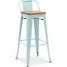 Buy Bar stool with small backrest Bistrot Metalix industrial Metal and Light Wood - 76 cm - New Edition Light blue 60152 - in the EU