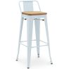 Buy Bar stool with small backrest Bistrot Metalix industrial Metal and Light Wood - 76 cm - New Edition Grey blue 60152 - in the EU