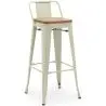 Buy Bar Stool with Backrest - Industrial Design - Wood & Steel - 76cm - New Edition - Metalix Pale Green 60152 - prices