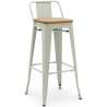 Buy Bar Stool with Backrest - Industrial Design - Wood & Steel - 76cm - New Edition - Metalix Pale green 60152 - in the EU