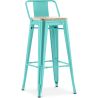 Buy Bar stool with small backrest Bistrot Metalix industrial Metal and Light Wood - 76 cm - New Edition Pastel green 60152 at MyFaktory