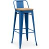 Buy Bar stool with small backrest Bistrot Metalix industrial Metal and Light Wood - 76 cm - New Edition Dark blue 60152 with a guarantee