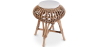 Buy Low Round Stool in Boho Bali Design, Rattan and Canvas - Yuva White 60284 - in the EU