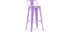 Buy Bistrot Metalix style bar stool with small backrest - 76 cm - Metal and Light Wood Light Purple 59694 home delivery