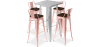 Buy Silver Bar Table + X4 Bar Stools Set Bistrot Metalix Industrial Design Metal and Dark Wood - New Edition Pastel orange 60432 - in the EU