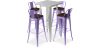 Buy Silver Bar Table + X4 Bar Stools Set Bistrot Metalix Industrial Design Metal and Dark Wood - New Edition Pastel Purple 60432 - prices