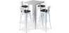 Buy Silver Bar Table + X4 Bar Stools Set Bistrot Metalix Industrial Design Metal and Dark Wood - New Edition Grey blue 60432 with a guarantee