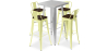 Buy Silver Bar Table + X4 Bar Stools Set Bistrot Metalix Industrial Design Metal and Dark Wood - New Edition Pastel yellow 60432 home delivery