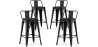 Buy Pack of 4 Bar Stools with Backrest - Industrial Design - 60cm - New Edition - Metalix Black 60439 - in the EU