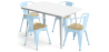Buy Dining Table + X4 Dining Chairs with Armrest Set - Bistrot - Industrial Design Metal and Light Wood - New Edition Light blue 60442 home delivery