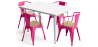 Buy Dining Table + X4 Dining Chairs with Armrest Set - Bistrot - Industrial Design Metal and Light Wood - New Edition Fuchsia 60442 - prices