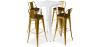 Buy White Bar Table + X4 Bar Stools Set Bistrot Metalix Industrial Design Metal and Dark Wood - New Edition Gold 60130 with a guarantee