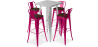Buy Silver Bar Table + X4 Bar Stools Set Bistrot Metalix Industrial Design Metal and Dark Wood - New Edition Fuchsia 60432 in the Europe