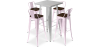 Buy Silver Bar Table + X4 Bar Stools Set Bistrot Metalix Industrial Design Metal and Dark Wood - New Edition Pastel pink 60432 - prices