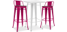Buy White Bar Table + X2 Bar Stools Set Bistrot Metalix Industrial Design Metal and Dark Wood - New Edition Fuchsia 60447 - prices