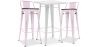 Buy White Bar Table + X2 Bar Stools Set Bistrot Metalix Industrial Design Metal and Dark Wood - New Edition Pastel pink 60447 - in the EU