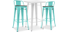 Buy White Bar Table + X2 Bar Stools Set Bistrot Metalix Industrial Design Metal and Dark Wood - New Edition Pastel green 60447 - prices
