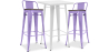Buy White Bar Table + X2 Bar Stools Set Bistrot Metalix Industrial Design Metal and Dark Wood - New Edition Pastel Purple 60447 at MyFaktory